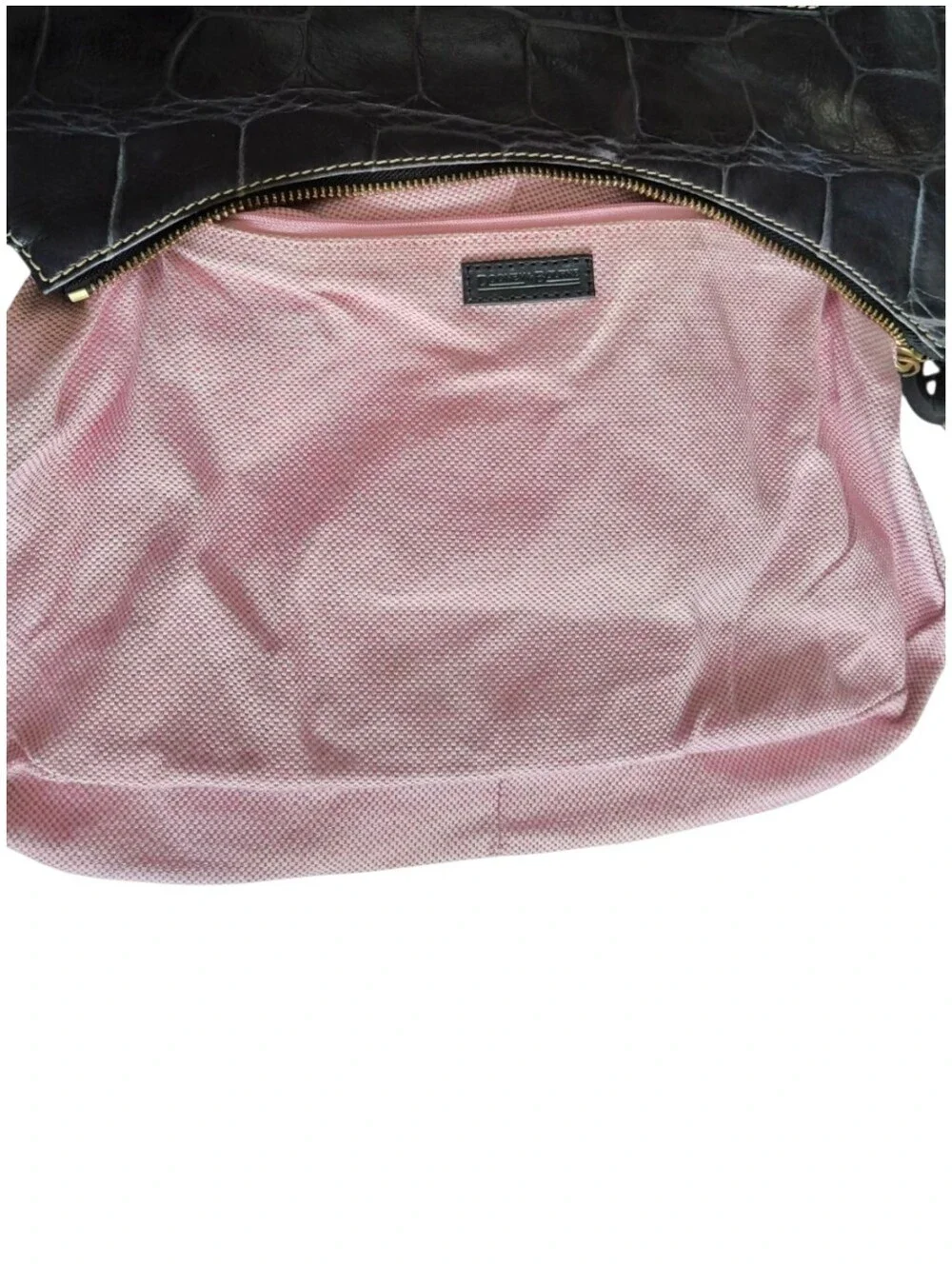 Dooney & Bourke Black Croc-Embossed Leather Shoulder Bag